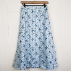 Vintage Ditsy Floral A-Line Maxi Skirt Cottagecore Prairie Boho